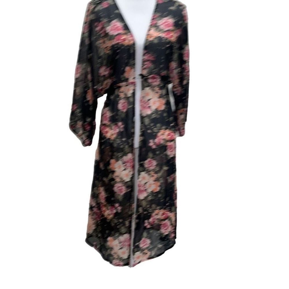 American Eagle floral sheer black cardigan small cottage dark fairy romantic Vtg